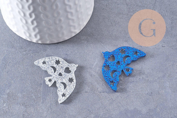 Pendentif Colombe acrylique 40mm, x2 (G10275)