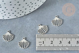 Pendentif Coquillage acier 304 inoxydable platine 13.5mm,x1 (G8022)