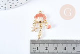 Pendentif Coquillage émail coloré zamac doré 35.5mm, Pendentif doré estival, x1 G8859