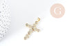 Pendentif Croix laiton doré zircons 41.5mm, x1 (G8996)