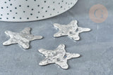 Pendentif Etoile martelé laiton platine brillant 36mm, pendentif étoile texturé, création bijoux argenté, x1 G8020