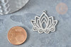 Pendentif Fleur de lotus acier 201 inoxydable argenté 27mm, x1 (G7862)