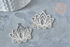 Pendentif Fleur de lotus acier 201 inoxydable argenté 27mm, x1 (G7862)