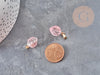 Pendentif Fraise verre rose fer doré 17~18x11~12x10mm, collier pendentif, pendentif fraise, 17~18mm, x1 (G9060)