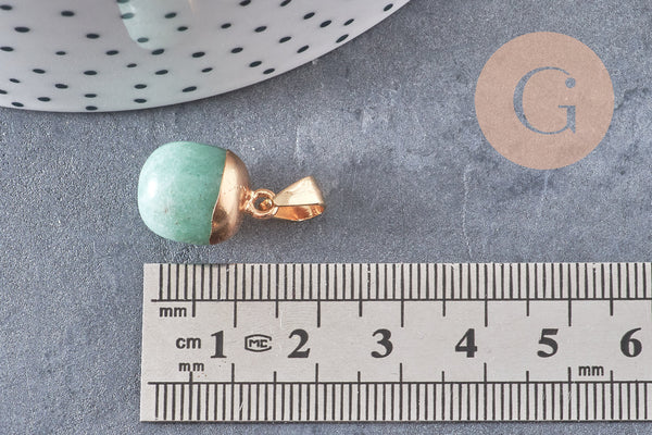 Pendentif Goutte aventurine verte fer doré 17~19mm,création bijou pierre, x1 G5209