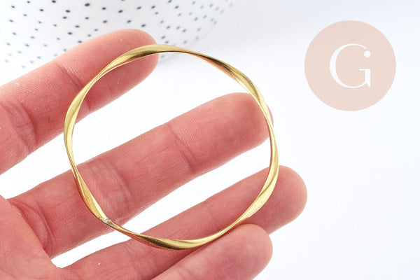 Pendentif Grand Anneau torsadé laiton brut 62mm, fabrication bijoux DIY, x1 (G7644)