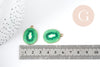 Pendentif Kiwi zamac doré émail vert 26.5mm, création bijoux fruits, x1 G9000