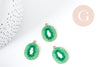 Pendentif Kiwi zamac doré émail vert 26.5mm, création bijoux fruits, x1 G9000