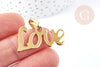 Pendentif Lettre Love acier inoxydable 304 doré 34.5mm, x1 (G8857)