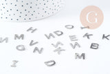 Pendentif Lettre initiale acier 201 inoxydable platine 11mm, x1 G8970