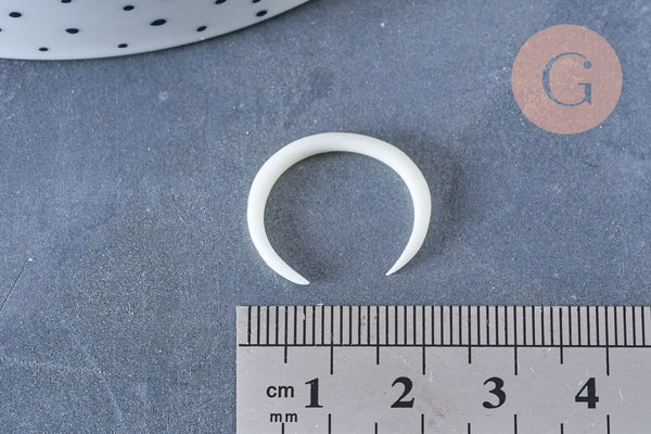 Pendentif Lune corne blanche naturelle 21x2mm, pendentif lune en corne naturelle, création bijoux, x1, G6496