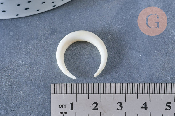 Pendentif Lune corne blanche naturelle 23x4mm, pendentif lune en corne naturelle, création bijoux, x1, G6495