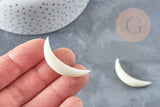 Pendentif Lune corne blanche naturelle 40x7mm, création bijoux naturels x1 G8210