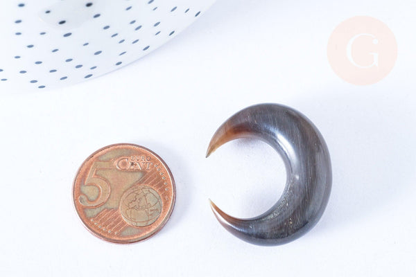 Pendentif Lune corne noire naturelle 37x10mm, pendentif lune en corne naturelle blanche, piercing écarteur corne naturelle x1 - G6480