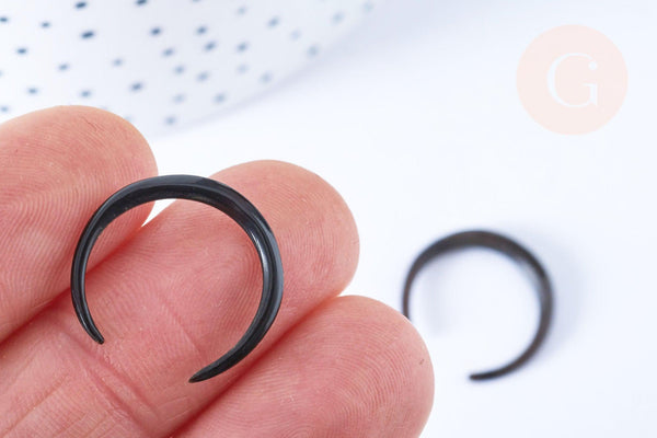 Pendentif Lune corne noire naturelle 37x2mm, pendentif lune en corne naturelle noire, piercing écarteur corne naturelle x1 - G6473