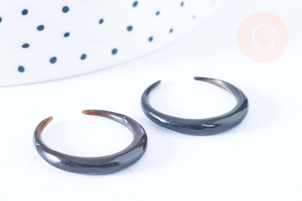 Pendentif Lune corne noire naturelle 37x3mm, pendentif lune en corne naturelle noire, piercing écarteur corne naturelle x1 - G6474