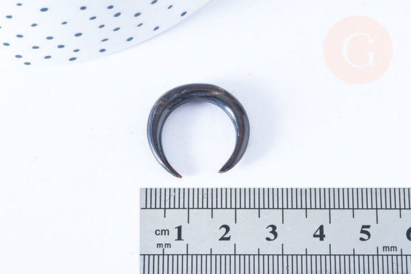 Pendentif Lune corne noire naturelle 37x4mm, pendentif lune en corne naturelle noire, piercing écarteur corne naturelle x1 - G6475