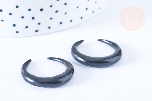 Pendentif Lune corne noire naturelle 37x5mm, pendentif lune en corne naturelle noire, piercing écarteur corne naturelle x1 - G6476