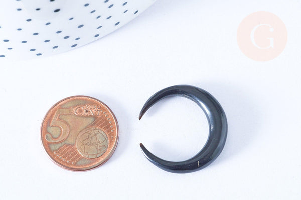 Pendentif Lune corne noire naturelle 37x5mm, pendentif lune en corne naturelle noire, piercing écarteur corne naturelle x1 - G6476