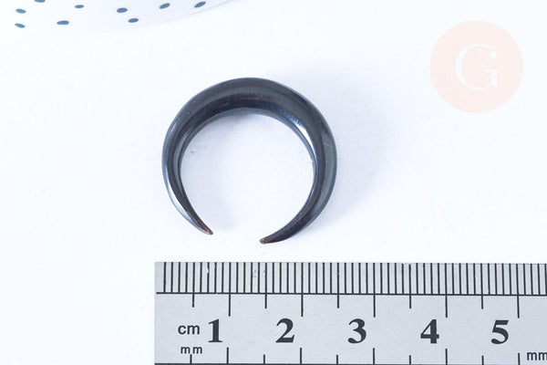 Pendentif Lune corne noire naturelle 37x5mm, pendentif lune en corne naturelle noire, piercing écarteur corne naturelle x1 - G6476