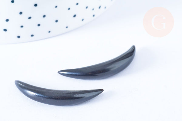 Pendentif Lune corne noire naturelle 47x6mm, pendentif lune en corne naturelle noire, piercing écarteur corne naturelle x1 - G6487