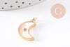 Pendentif Lune nacre blanche naturelle laiton doré 18mm, x1 (G10256)