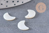 Pendentif Lune nacre blanche naturelle, pendentif lune,bijou nacre,coquillage blanc, création bijoux, 13mm, X10 (G0905)