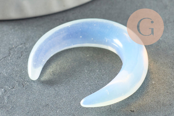 Pendentif Lune opalite, Pendentif bijoux, pendentif pierre, création collier, pierre,opalite, pierre non percee, 30mm, x1 (G1304)