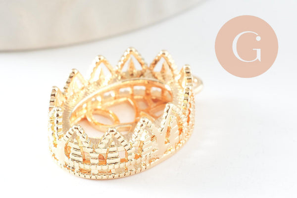 Pendentif Ovale cabochon 18x13mm laiton doré 18K, x2 (G10047)