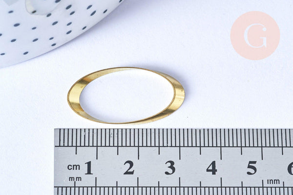 Pendentif Ovale laiton brut 28mm, fournitures bijoux laiton brut , x1 (G6512)