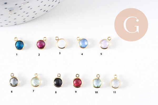 Pendentif Rond doré cristal laiton doré 9mm, x1 (G7493)