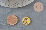 Pendentif Rond plat feuille acier 201 inoxydable doré PVD 18mm, x1 (G7973)-Breloques et pendentifs-Gingerlily Perles