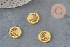 Pendentif Rond plat feuille acier 201 inoxydable doré PVD 18mm, x1 (G7973)-Breloques et pendentifs-Gingerlily Perles