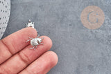 Pendentif Scarabée laiton platine 17mm, x1 (G9056)