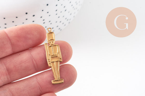 Pendentif Soldat Anglais en laiton brut 40mm, x1 (G7517)