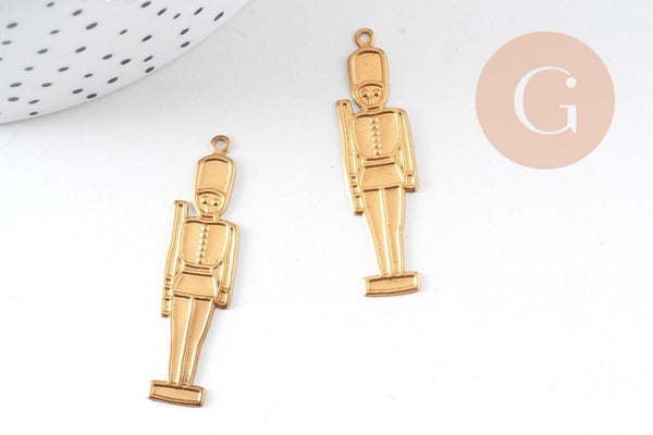 Pendentif Soldat Anglais en laiton brut 40mm, x1 (G7517)