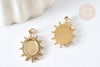 Pendentif Soleil pour cabochon ovale acier 304 inoxydable doré 18mm , x1 (G8032)