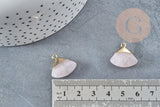 Pendentif Triangle quartz rose naturel et laiton doré 17mm, pendentif création bijoux pierre x1 G9098