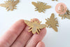 Pendentif abeille 36mm acier inoxydable doré, breloque doré, acier inoxydable doré, pendentif sans nickel, x1 (G6021)