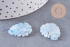 Pendentif acétate feuille monsterosa bleue,perles plastique,connecteur feuille plastique, 27mm, x2 (G4217)