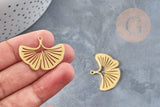 Pendentif acier 304 inoxydable doré feuille gingko 23mm, x1 (G6129)