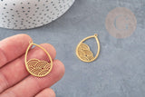 Pendentif acier doré goutte de pluie 30mm, breloque doré, acier inoxydable doré, pendentif sans nickel, x1, G5727