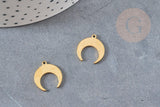 Pendentif acier doré inoxydable lune 16mm, un bijou en acier hypoallergénique sans libération de nickel, x1 G6157