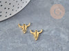 Pendentif acier doré inoxydable tête de vache 15mm, bijou acier hypoallergénique x1 (G4549)