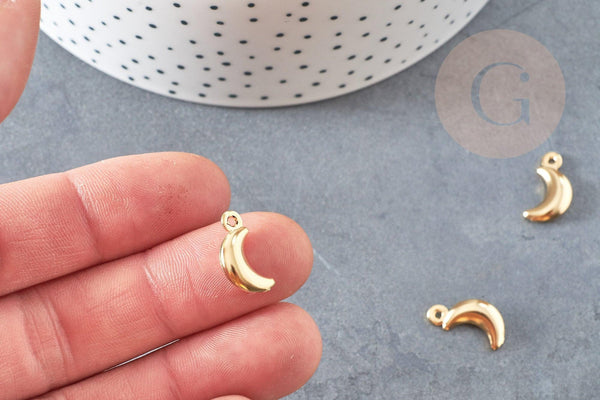 Pendentif acier doré lune 16mm,breloque doré, acier inoxydable doré,pendentif sans nickel,création bijoux, x5 G6156