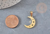 Pendentif acier doré lune et étoiles 20mm, breloque doré, acier inoxydable doré, pendentif sans nickel, x1 G6160