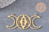 Pendentif acier dore lunes géométriques, breloque doré, acier inoxydable doré, pendentif sans nickel,création bijoux,47mm, x1 G5695