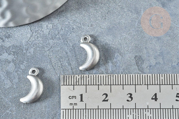 Pendentif acier inoxydable argenté lune 16mm, x 5 (G7508)