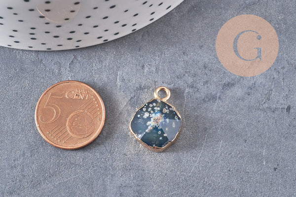 Pendentif agate bleue pendentif pierre, agate naturelle, support doré, création bijoux, pierre naturelle, 17-22mm, x1, G2746