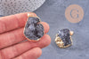 Pendentif agate noire druzy naturelle 30mm, x1 (G2567)